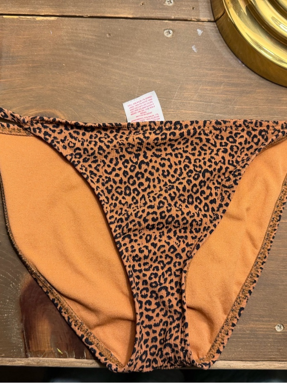 Xhilaration Rust Orange Leopard-Trim Bikini Bottom